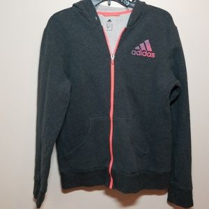 ADIDAS Gray Zip Up Sweater with Hood